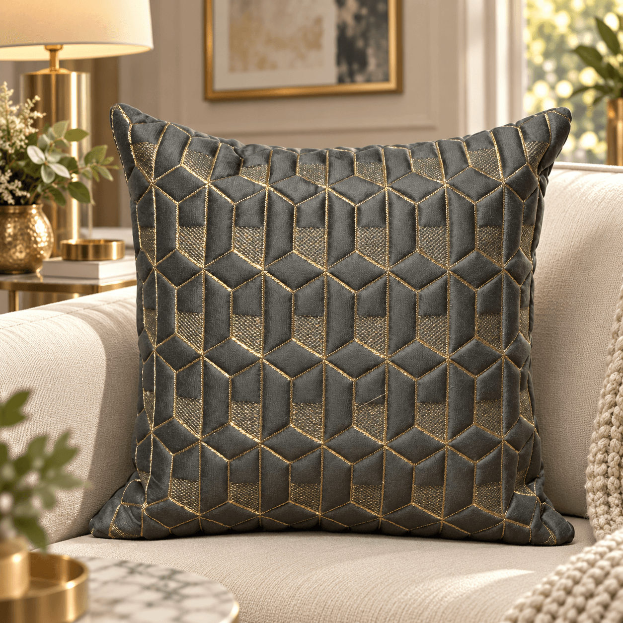 Graphite Grey Contemporary Cushion Cover