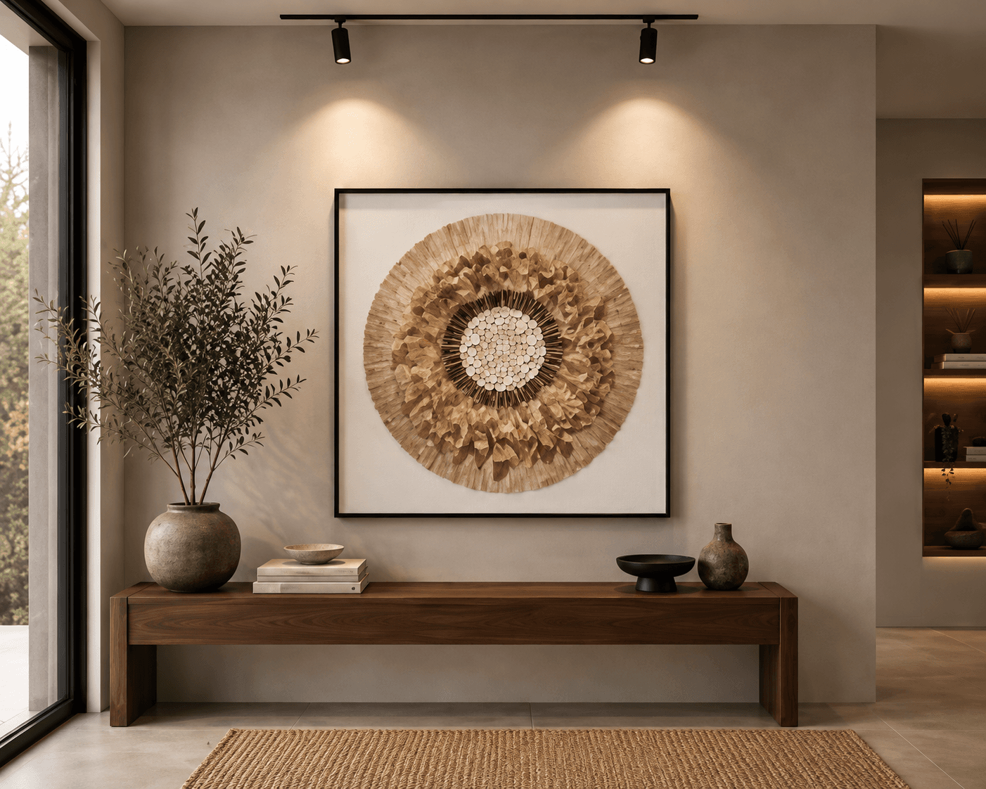 Framed Gold Wreath Circle Art 80-80cm view 2