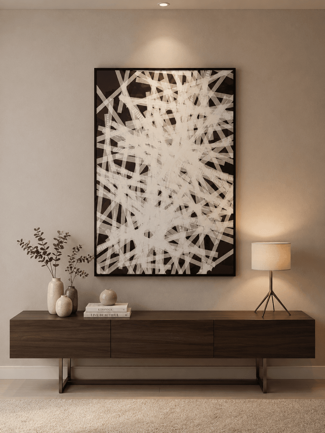 Framed B&W Abstract Mixed Media 120-180cm
