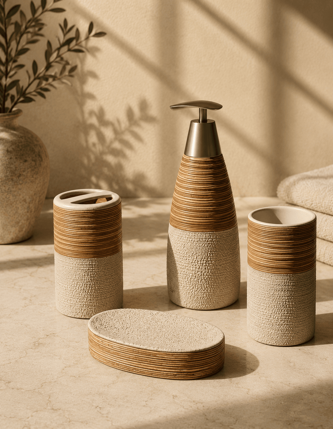 Tall Dark Bottle Soap Dispenser Set view 4