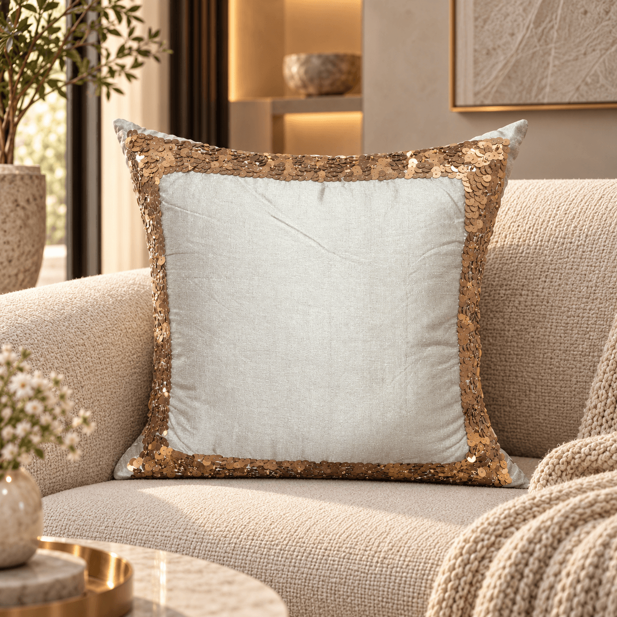 White Textured Cushion Cover Design 3509