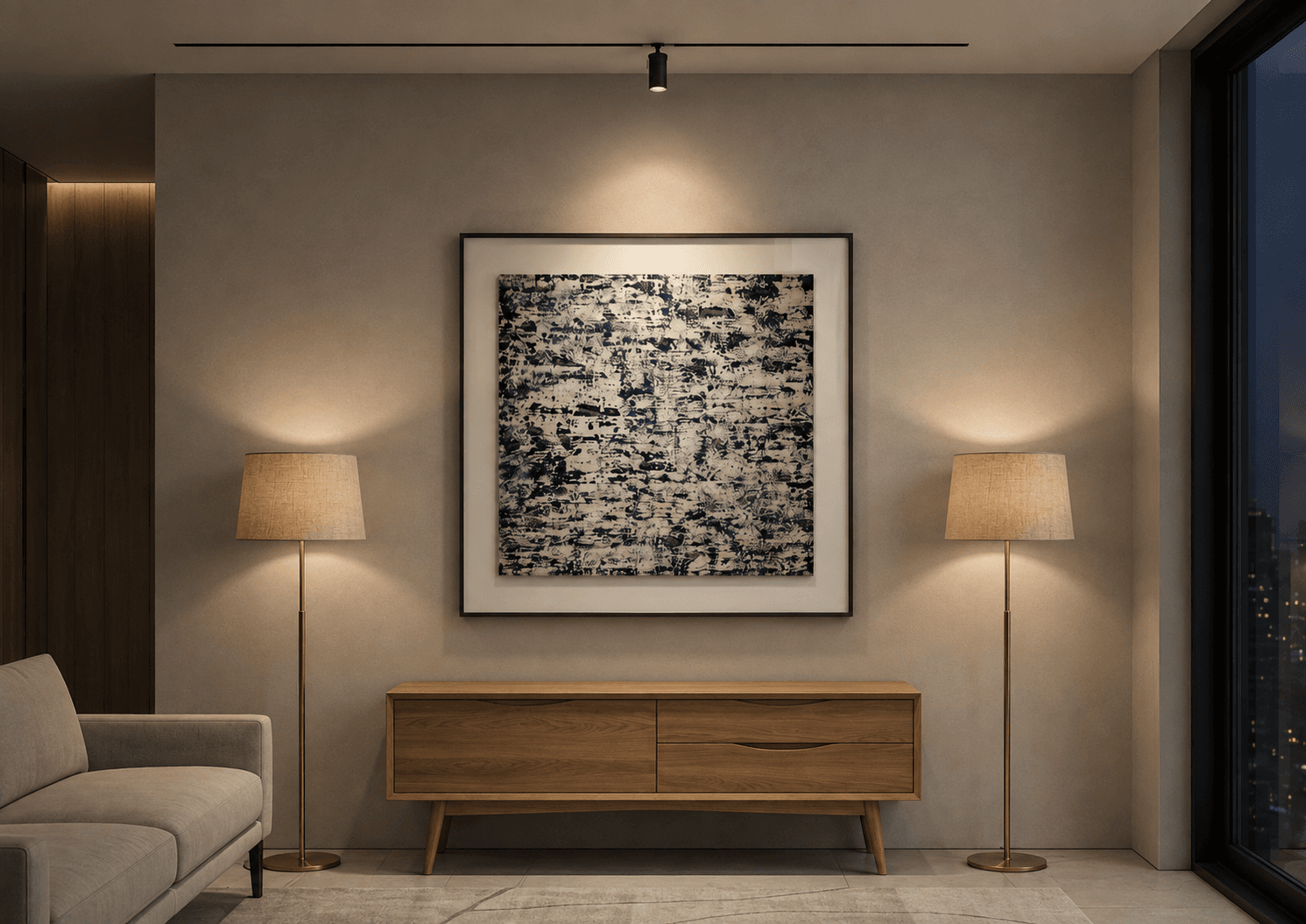 Framed Dark Cityscape Art Print 90-90cm