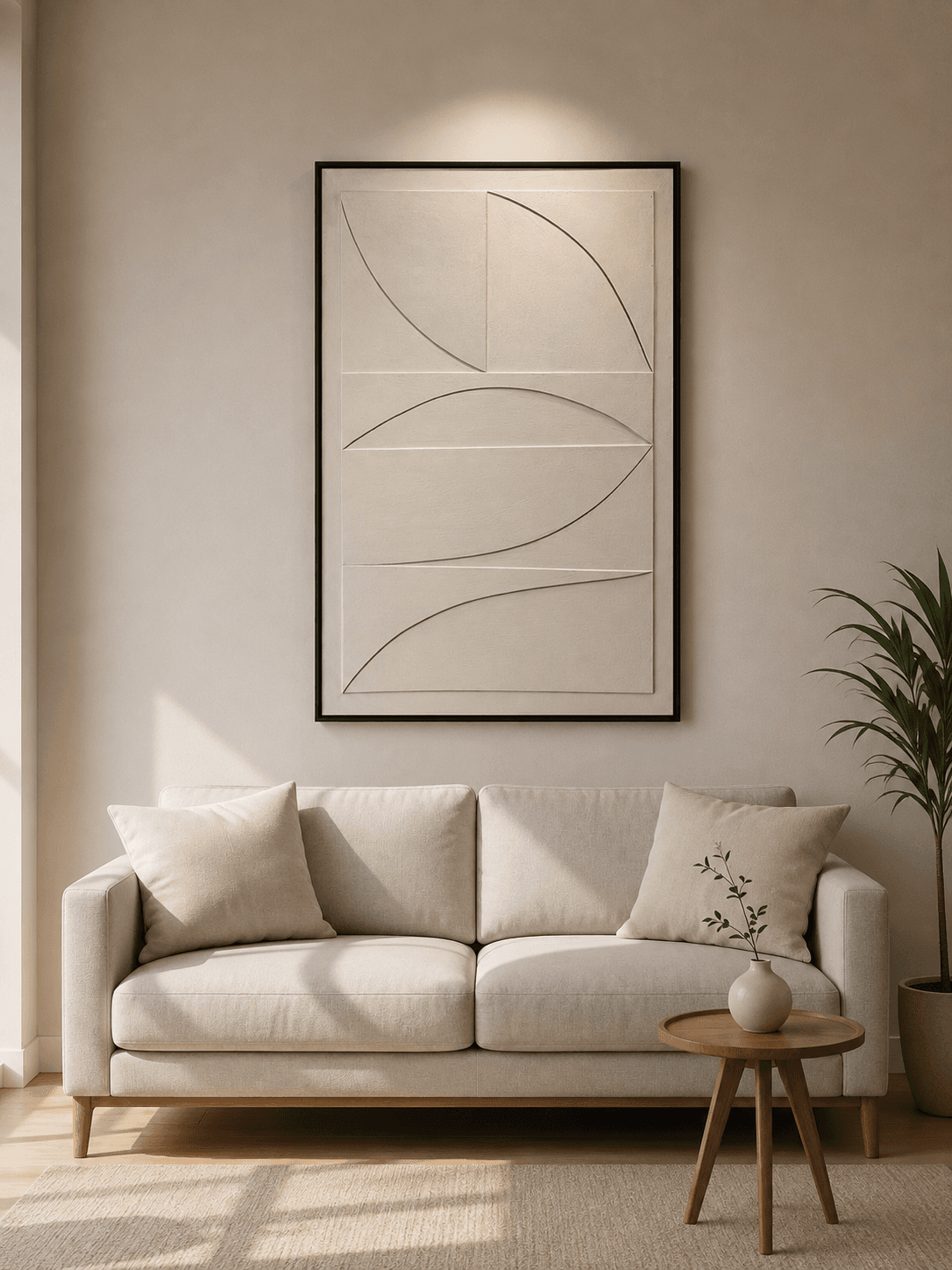 Framed Cream Botanical Art Print 80-120cm