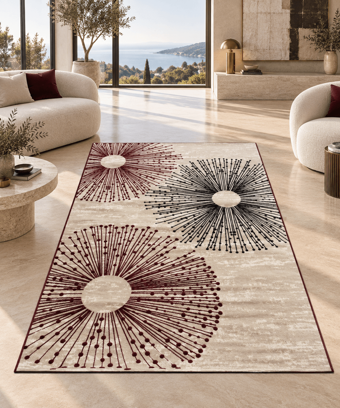 Pink Grey Floral Area Rug