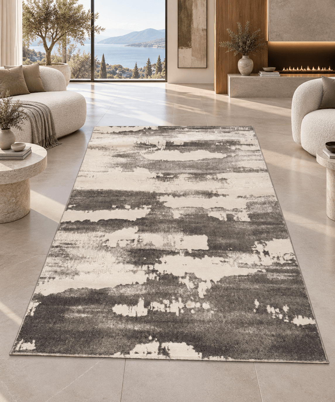 Charcoal Abstract Area Rug