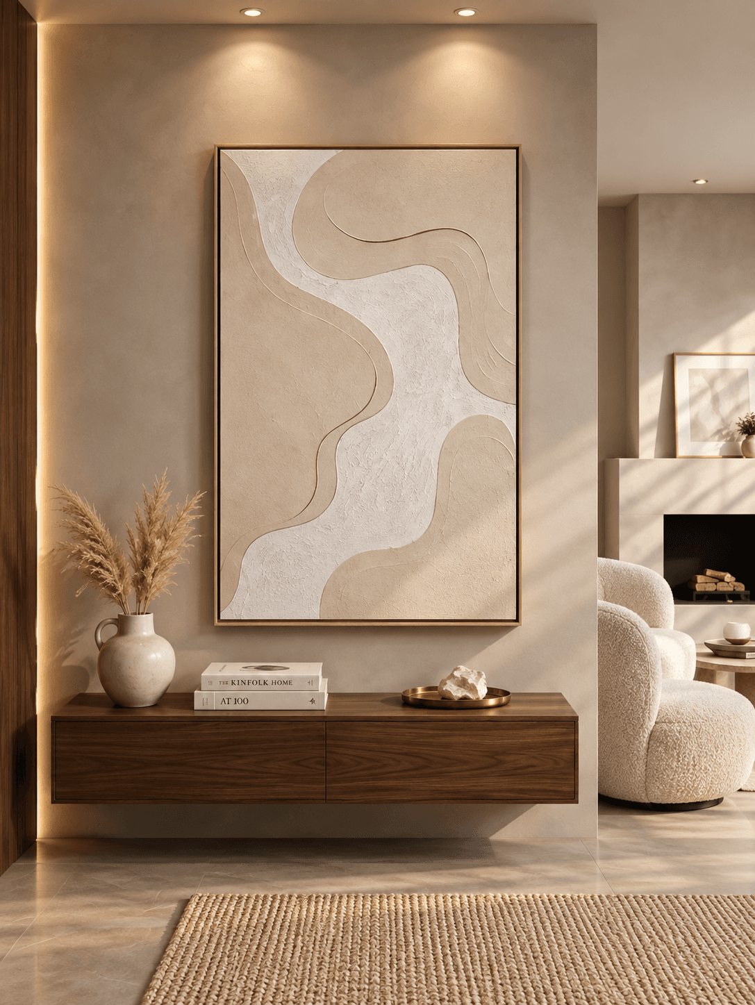 Framed River & Mountains Landscape – 80x120 cm view 2