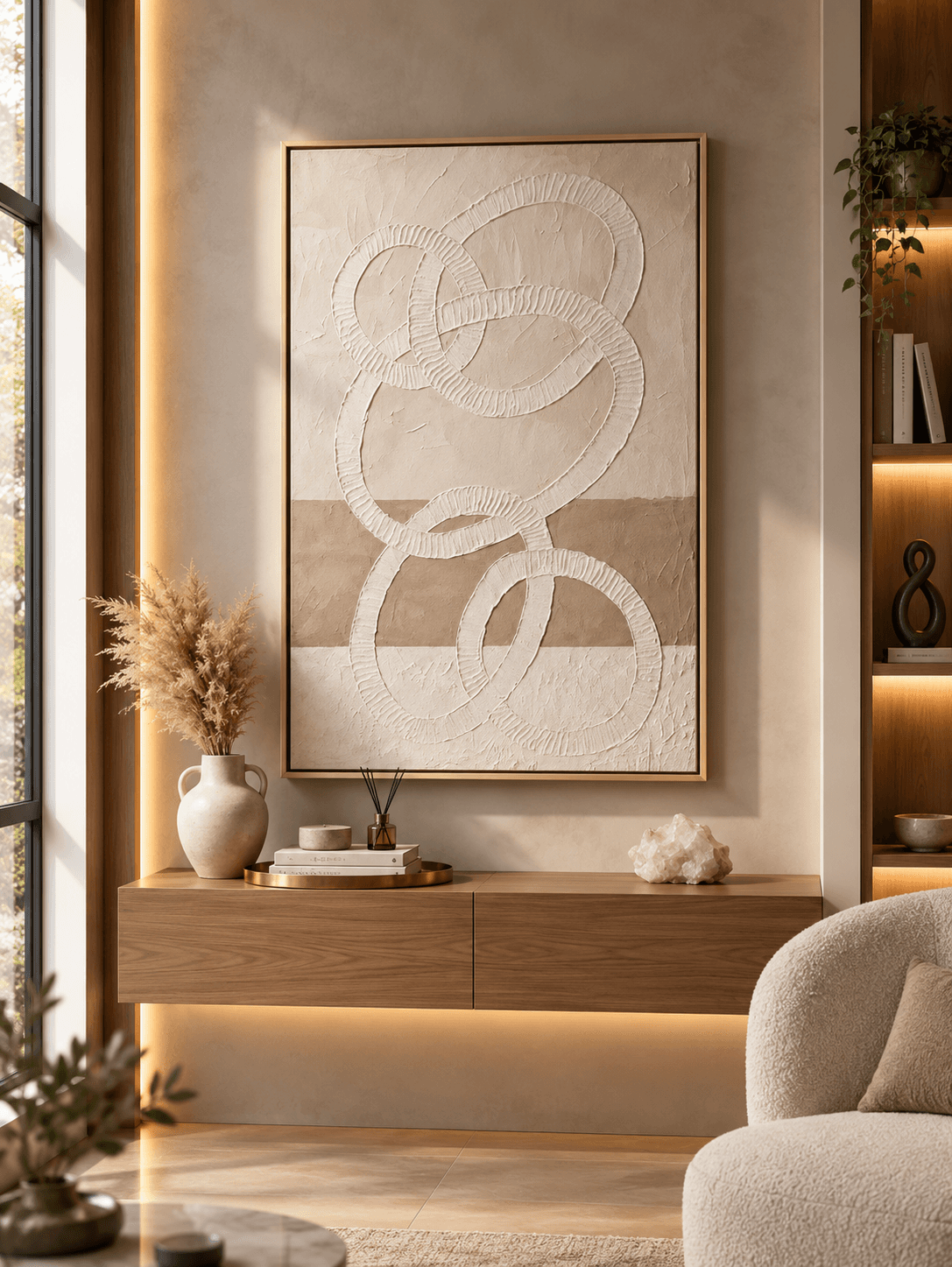 Framed White Abstract Art Print 80-120cm view 2