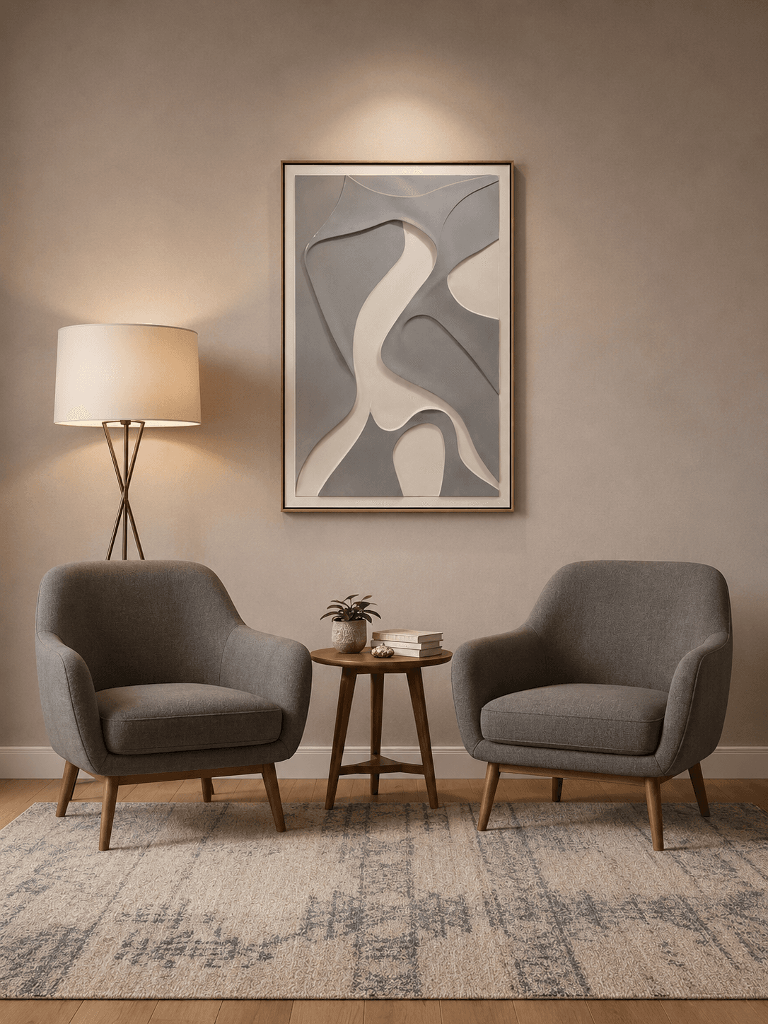 Framed B&W Abstract Scene Art 80-120cm
