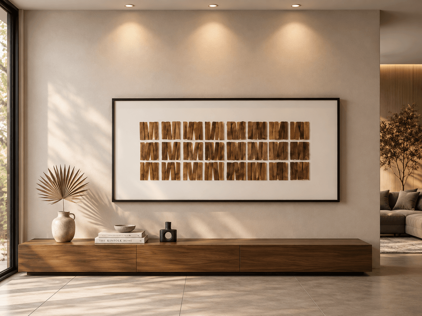 Framed Brown Wooden Slat – 70x150 cm view 2