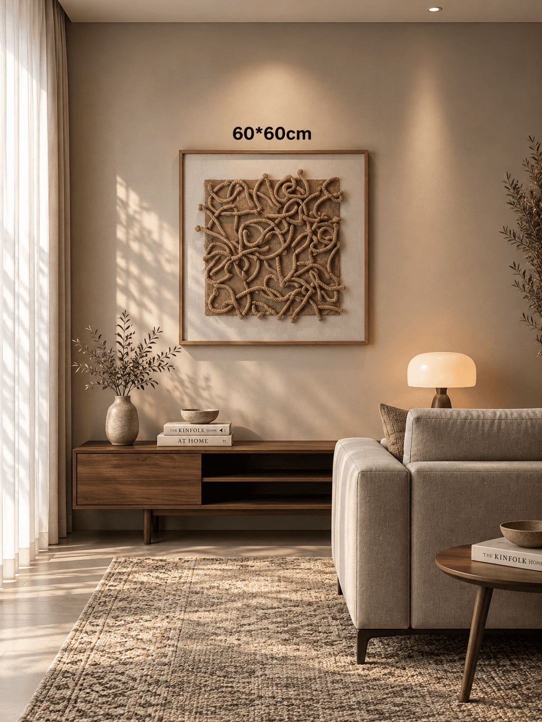 Framed Abstract Landscape – Rich Warm Tones 60-60cm view 2