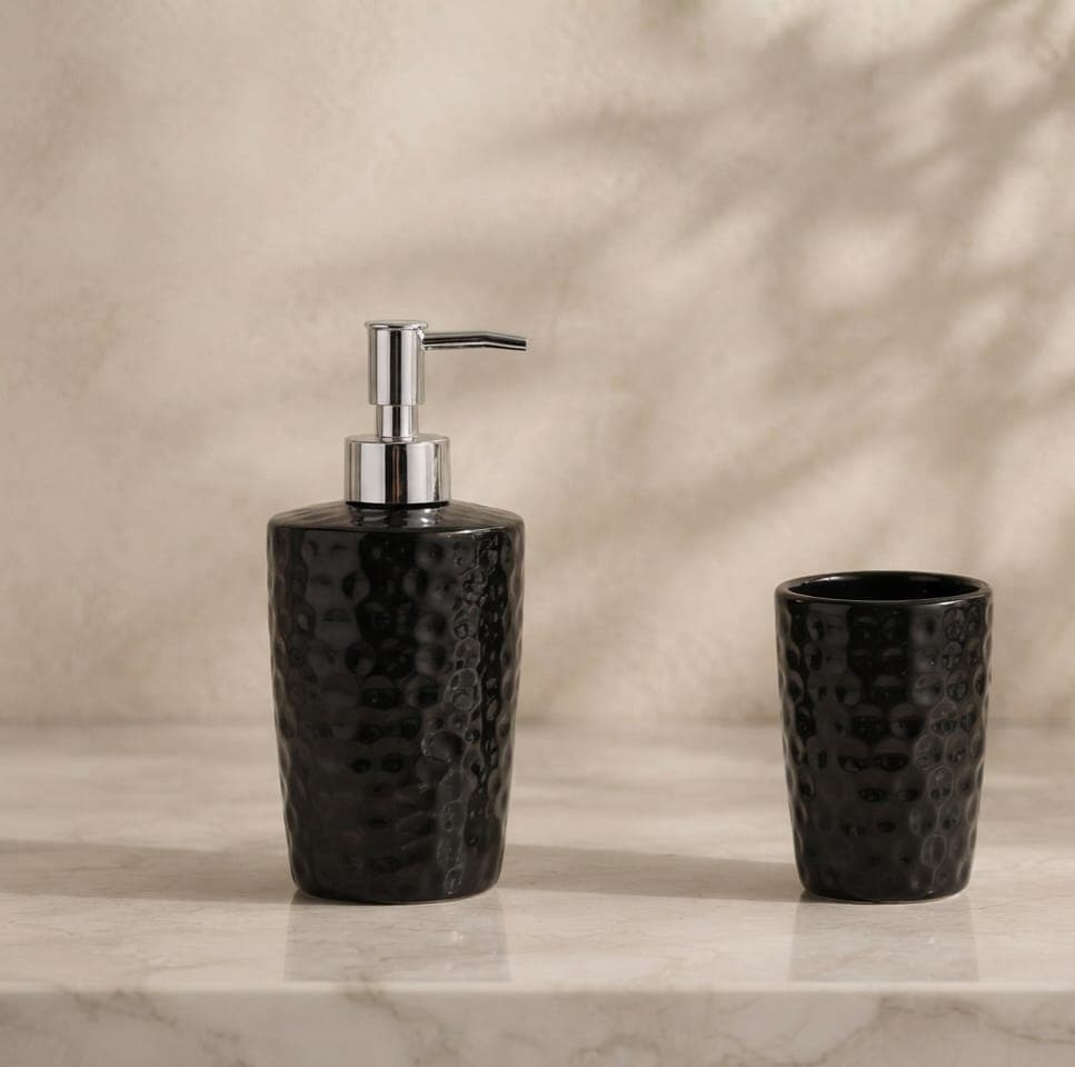 Dark Bottle Soap Dispenser Group Set view 3