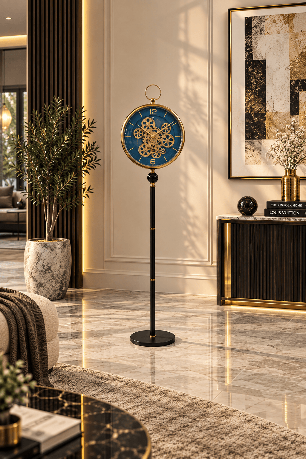 Blue and Gold Standing Clock Collection