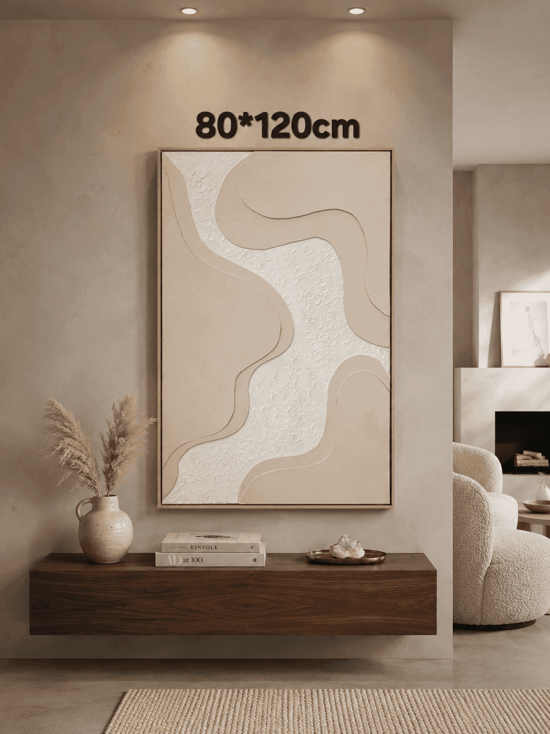 Framed River & Mountains Landscape – 80x120 cm view 3