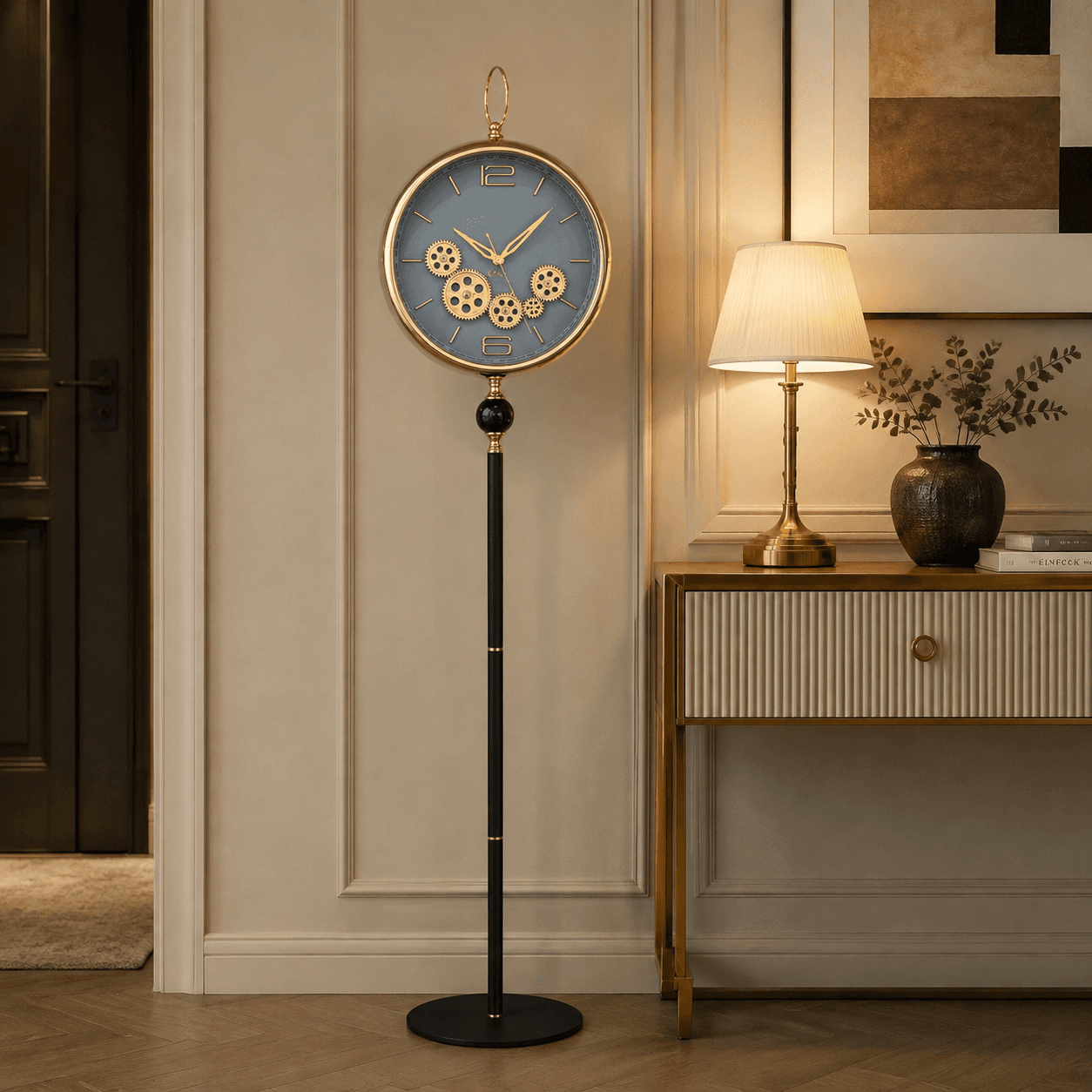 Blue Face Standing Clock view 2