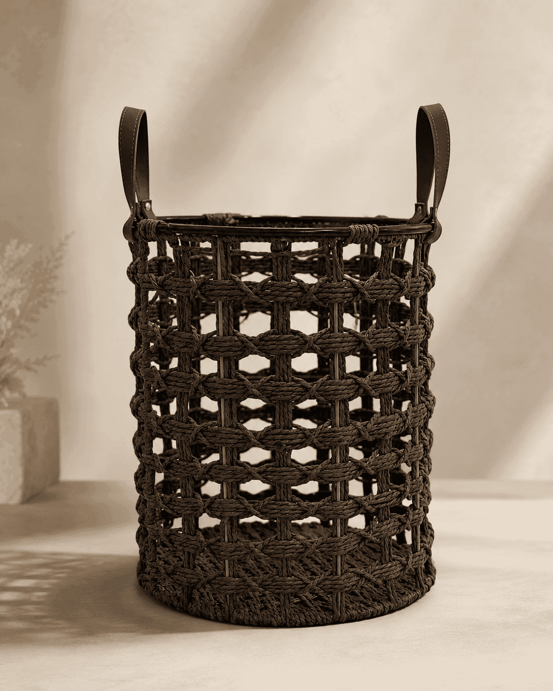 Dark Open-Weave Decorative Basket view 2