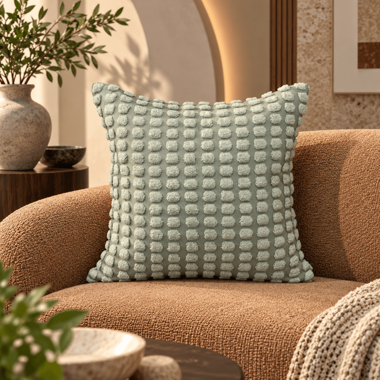 Rust Orange Embossed Cushion Cover