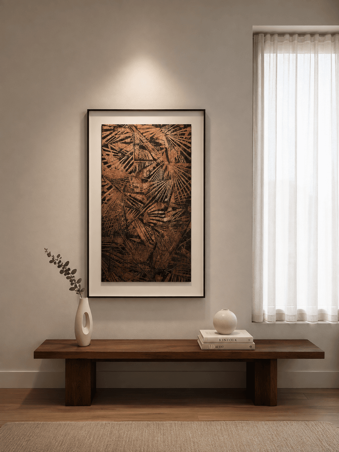 Framed Brown Botanical Pattern Art 80-120cm