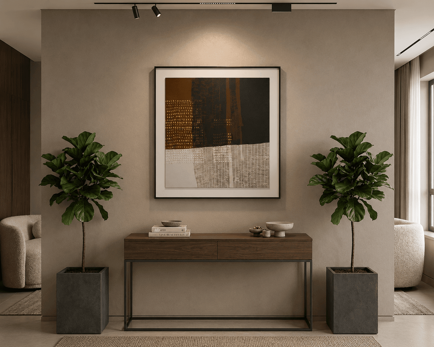 Framed Cityscape Abstract Landscape 90-90cm