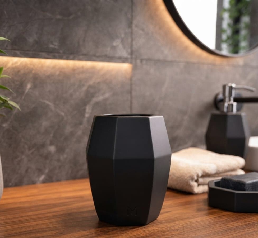 Charcoal Dark Ceramic Dispenser Group Set view 2