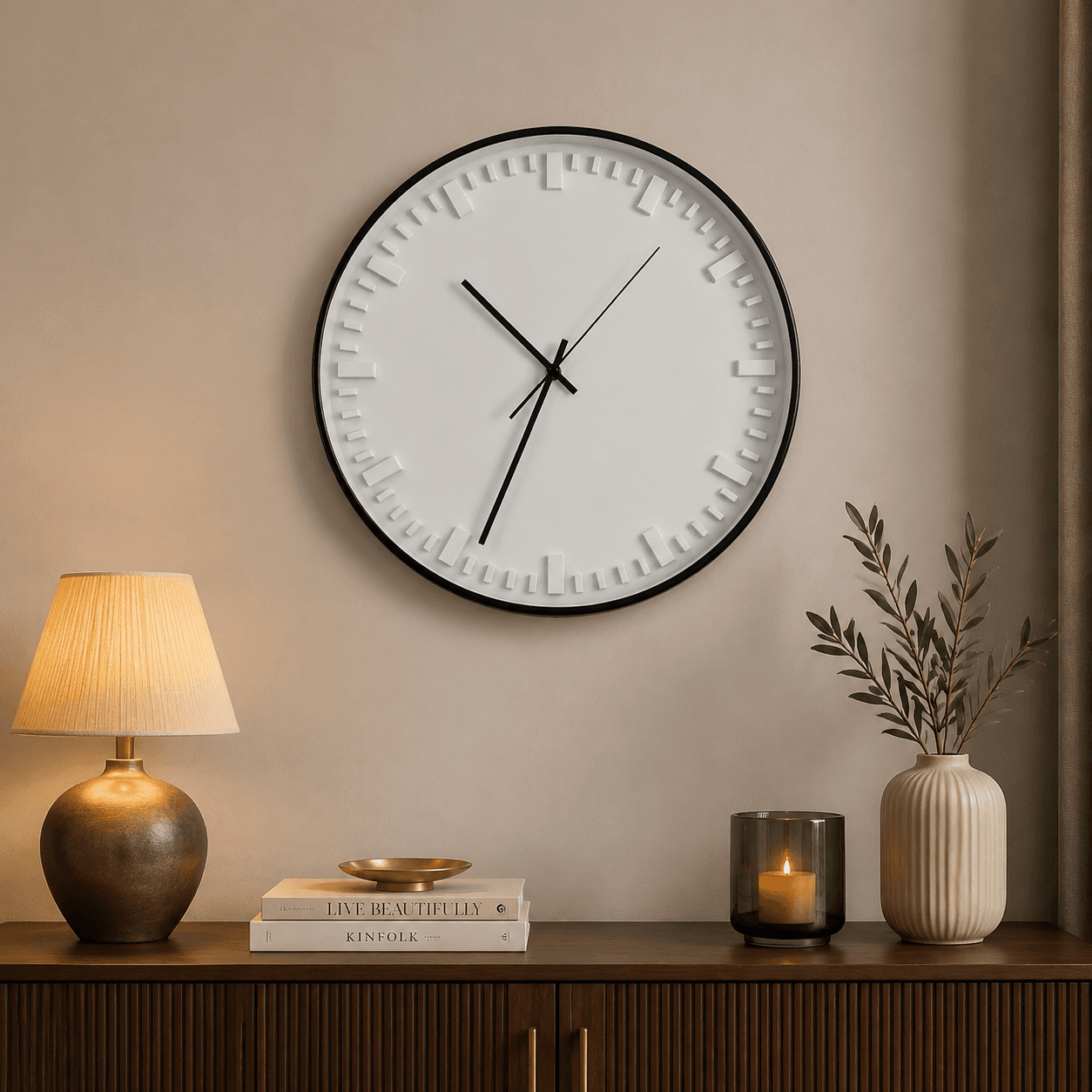 White Elegant Wall Clock Living Room