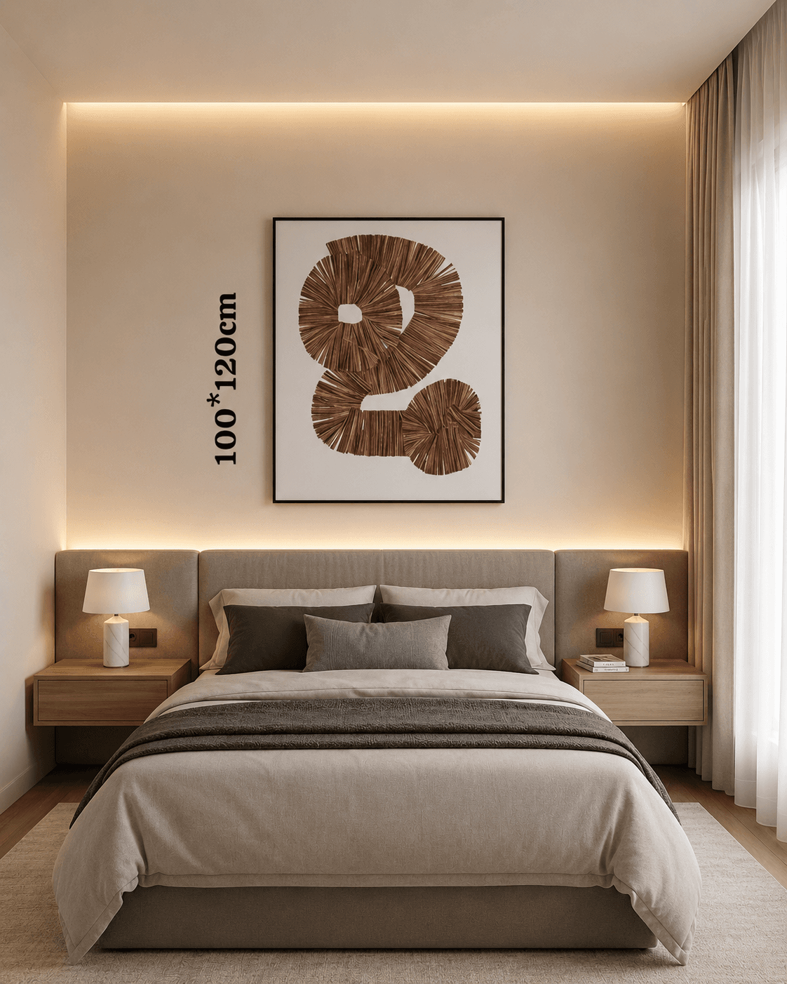 Framed Number -2- Art – Brown Typography 100-120cm