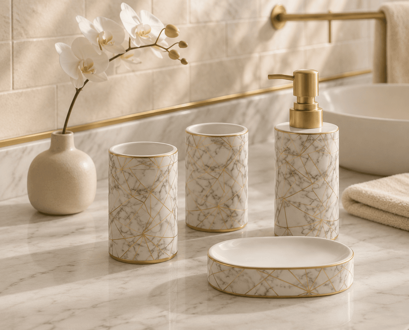 Cream & White Ceramic Dispenser Collection Set view 4