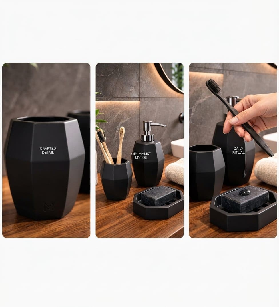 Charcoal Dark Ceramic Dispenser Group Set