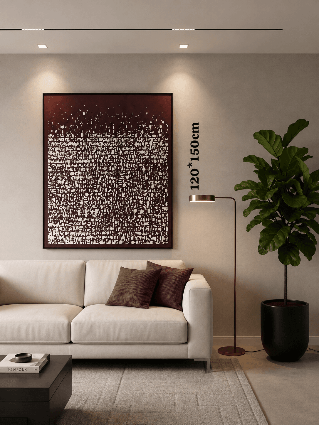 Framed Red Textured Abstract – Contemporary 120-150cm