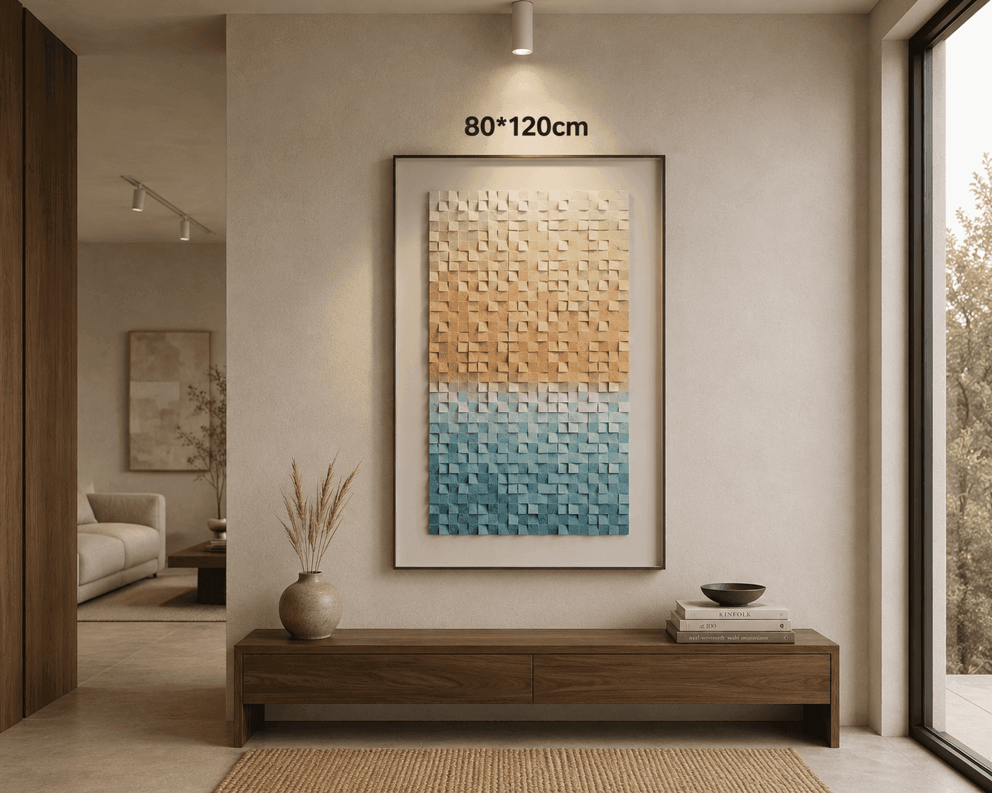 Framed Gold & Blue Gradient – 80x120 cm view 3