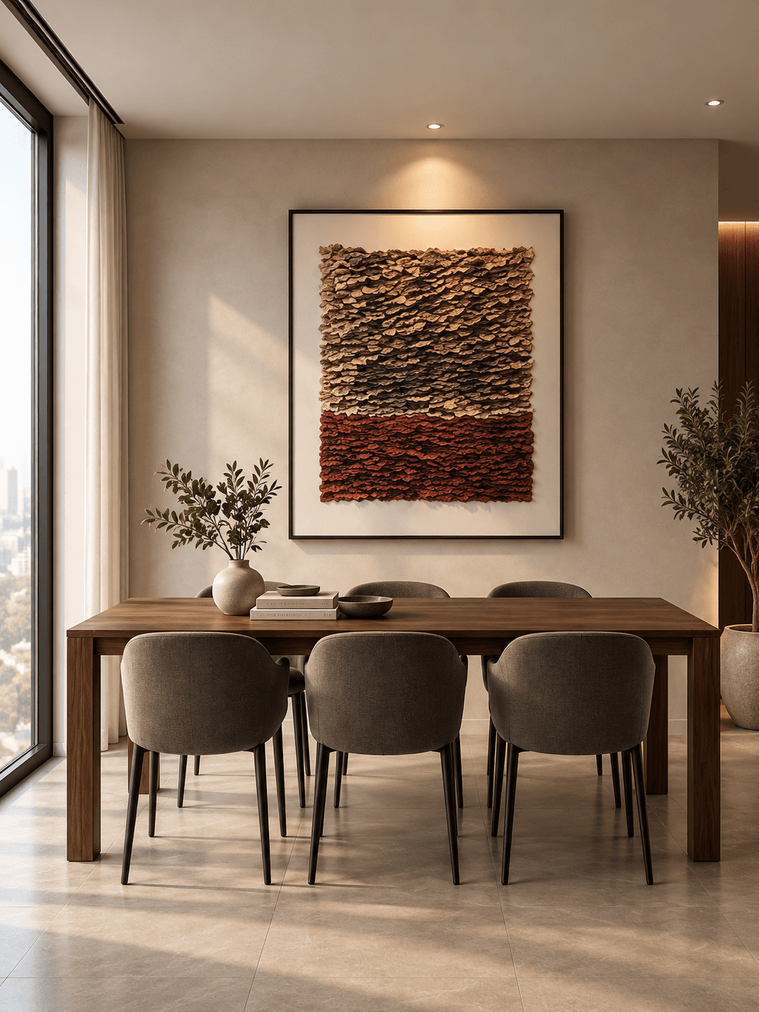 Framed Red Textured Art Print 120-150cm view 2