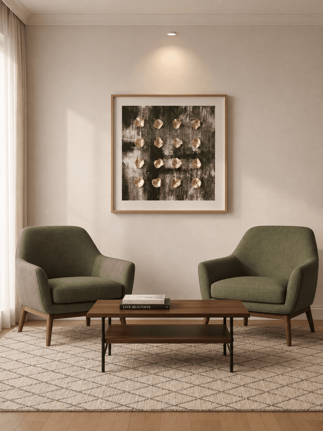 Framed Dark Botanical Art Print 60-60cm
