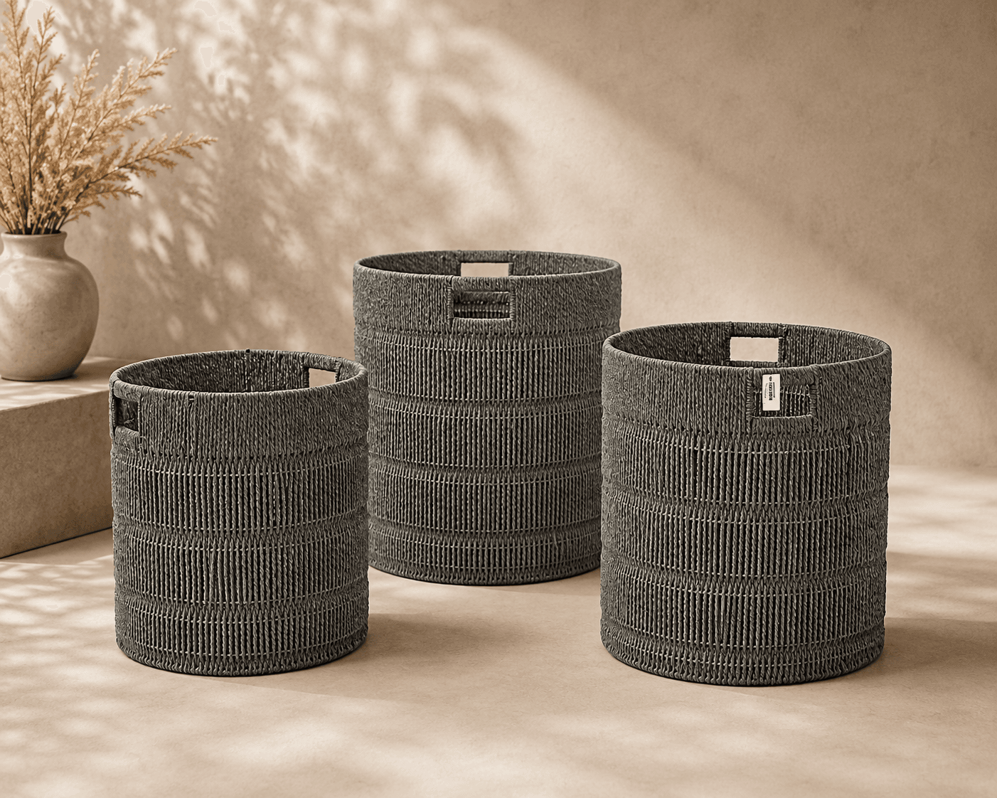Grey Woven Basket Set – Compact