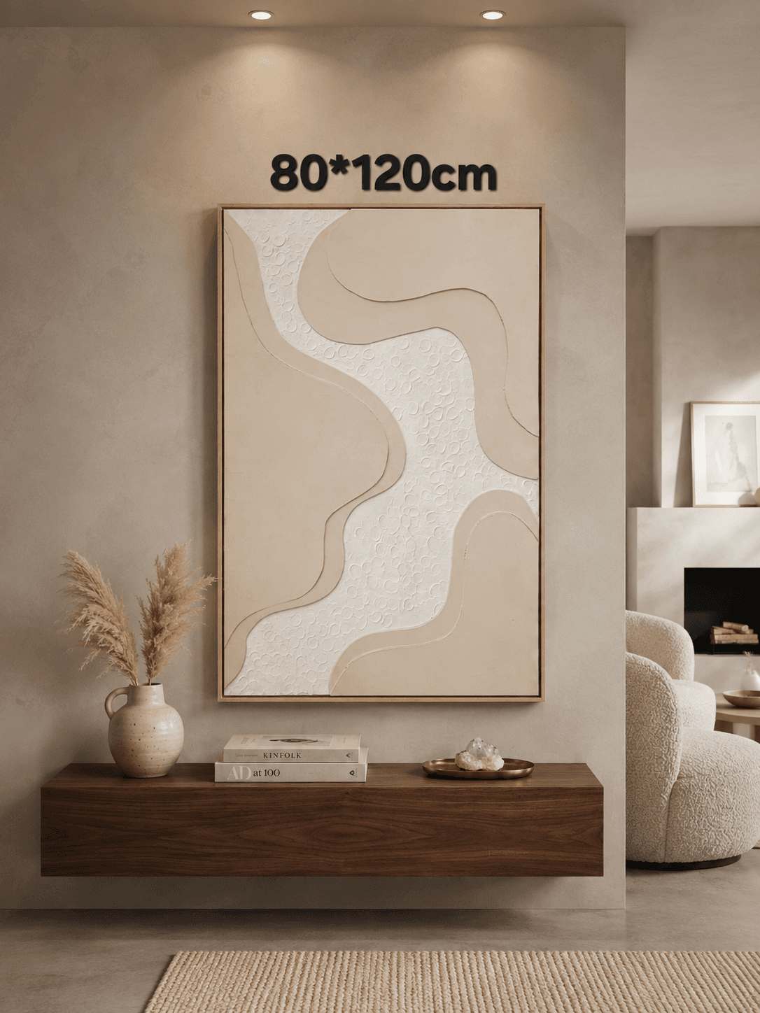 Framed River & Mountains Landscape – 80x120 cm