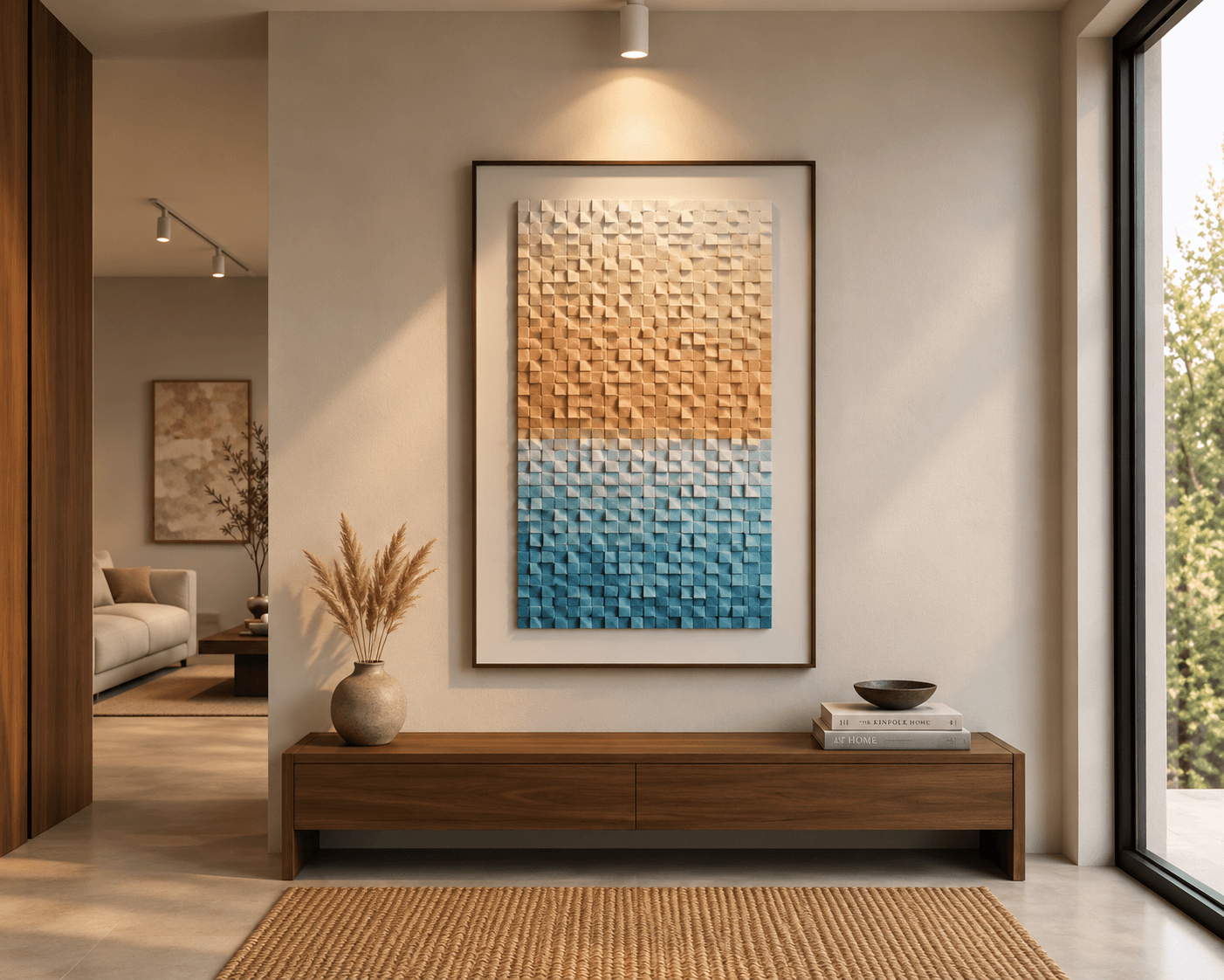 Framed Gold & Blue Gradient – 80x120 cm view 2