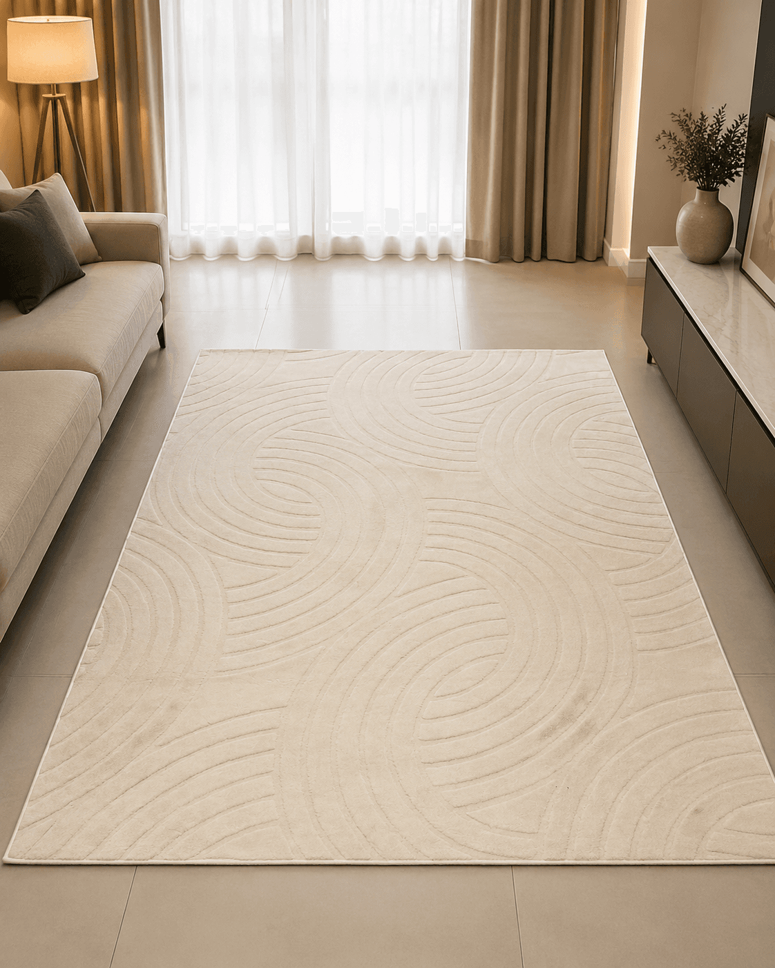Ivory Swirl Living Room Rug