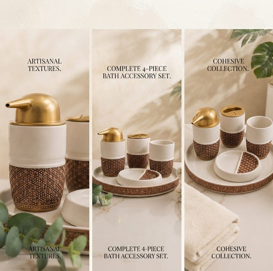 Wooden Tray Soap Dispenser Display Set