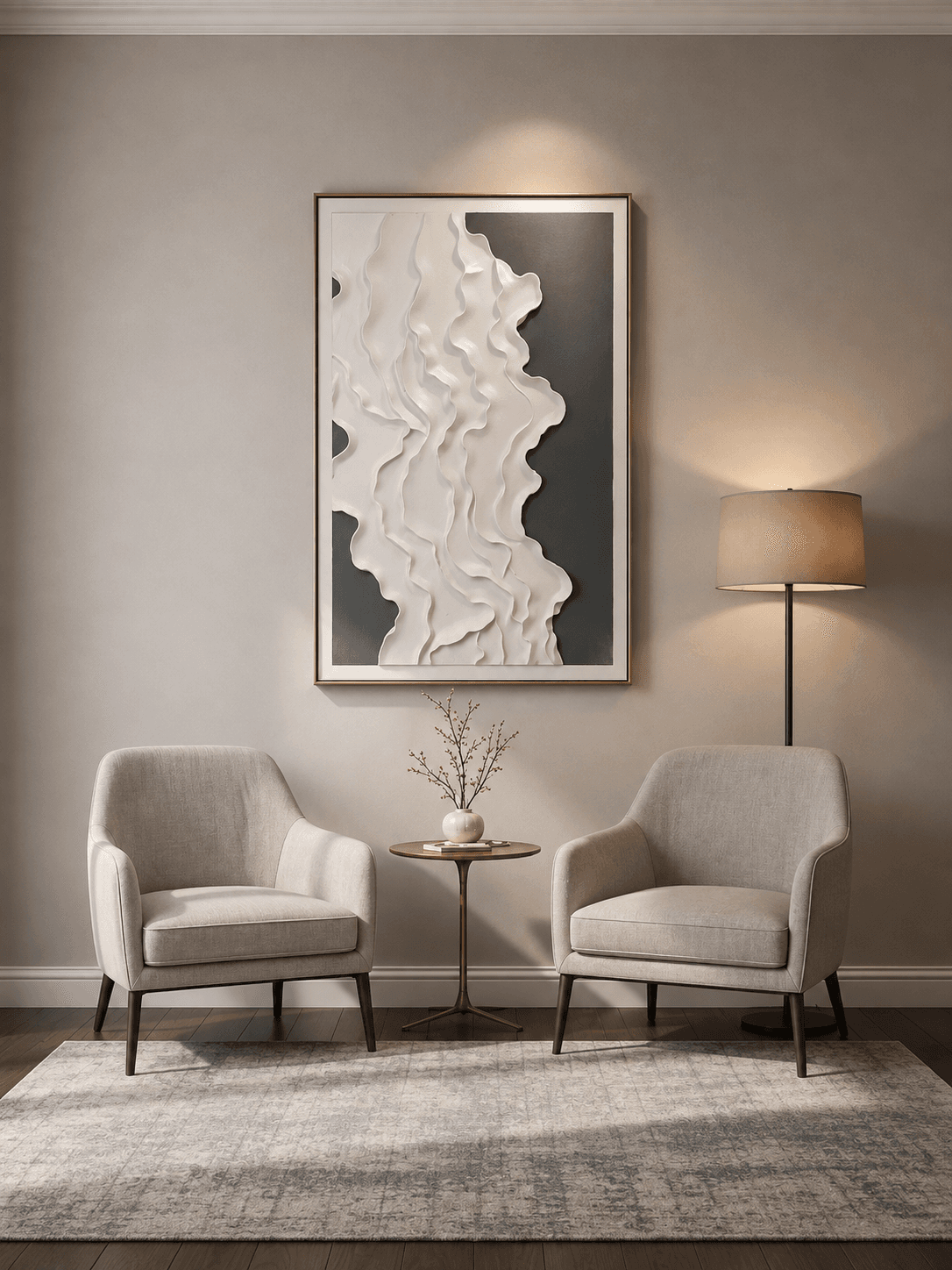 Framed Abstract Grey Art Print 80-120cm