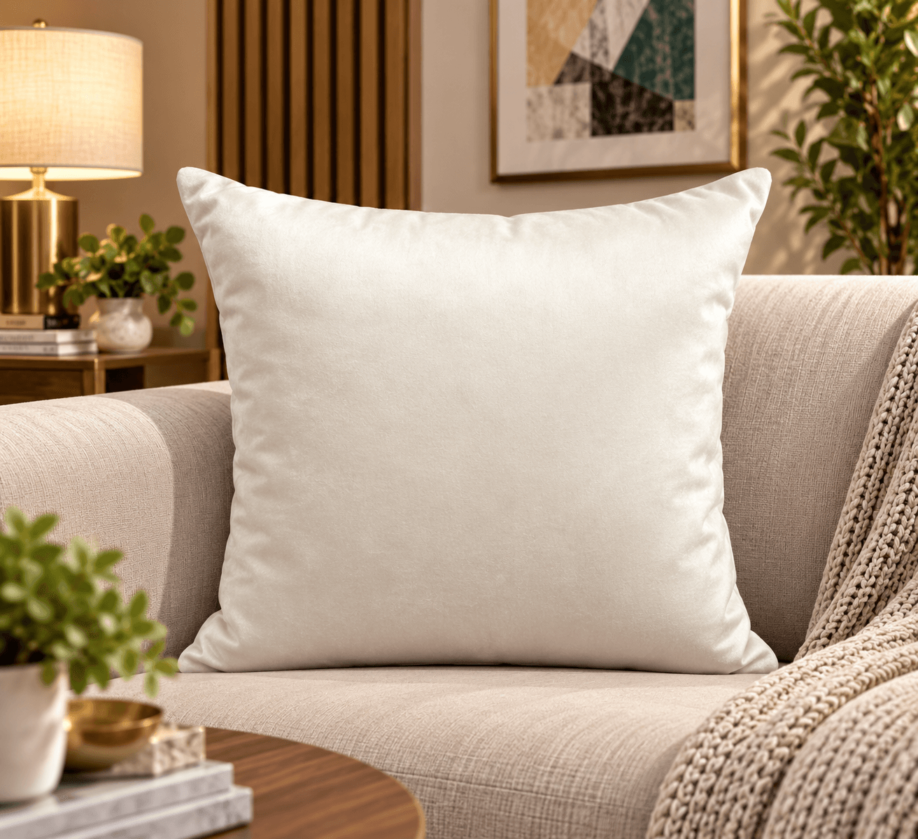 Ivory Velvet Cushion Cover Design 1012