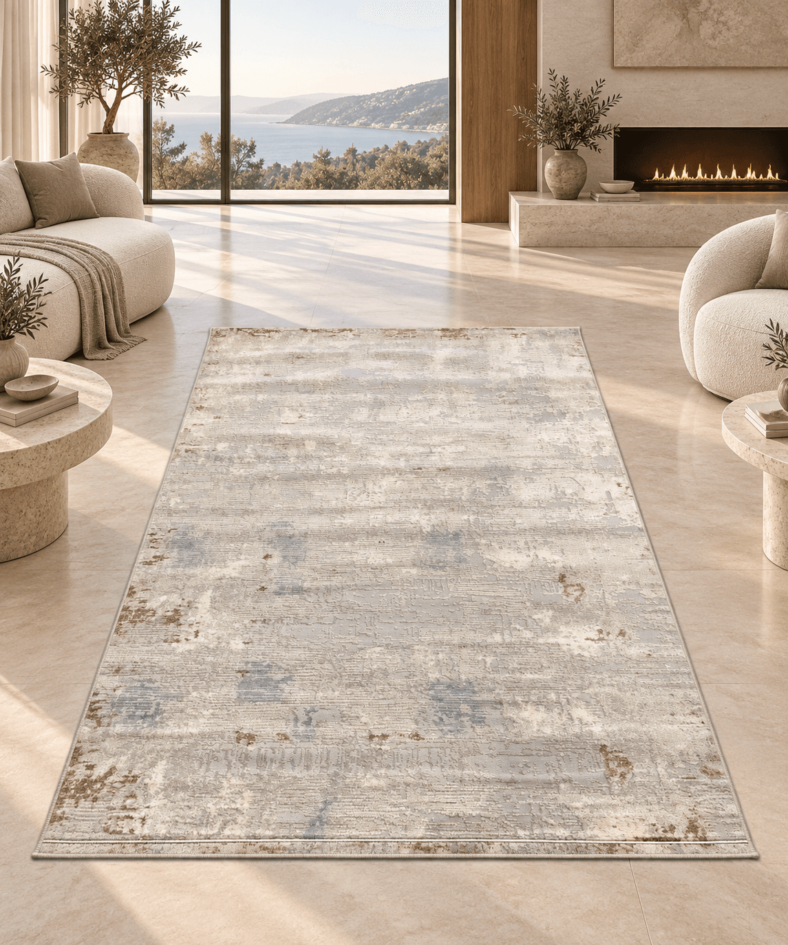 Light Grey Textured Area Rug