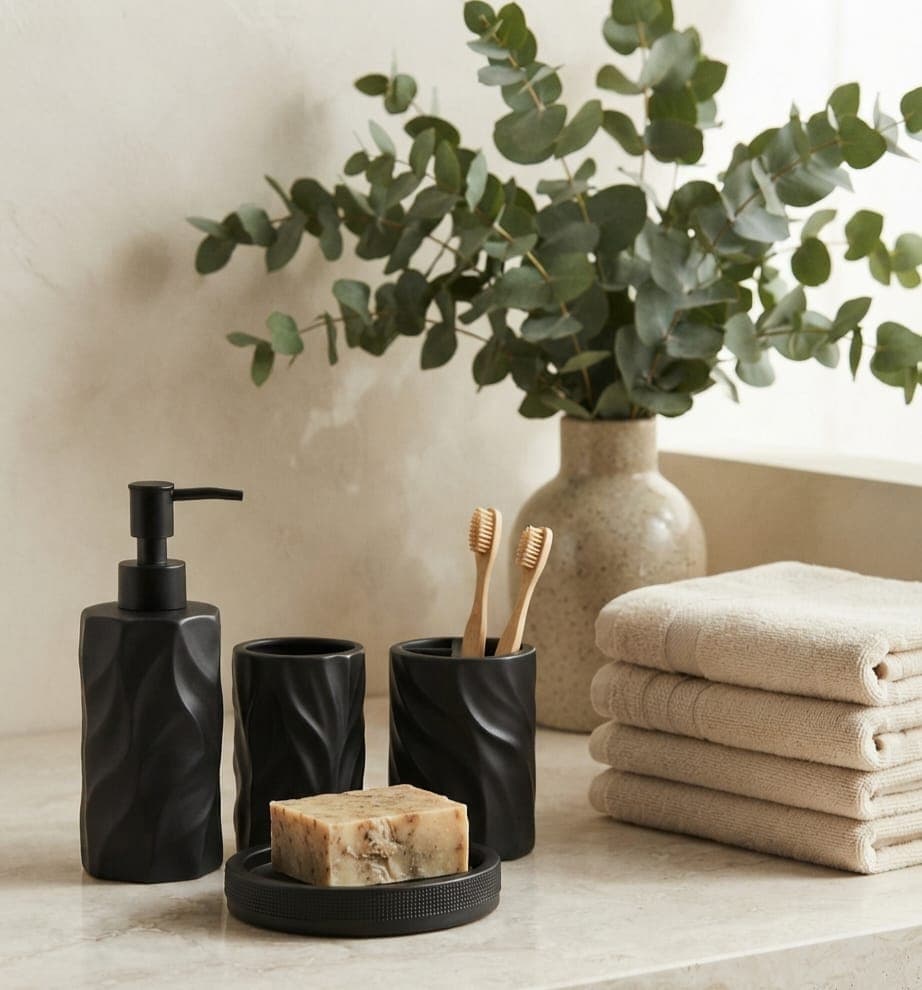 Dark Minimalist Soap Dispenser Set view 2