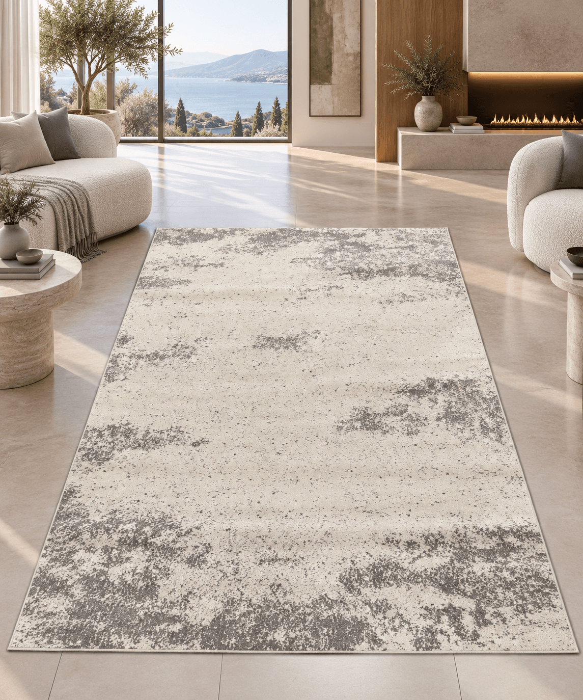 Ivory Textured Area Rug