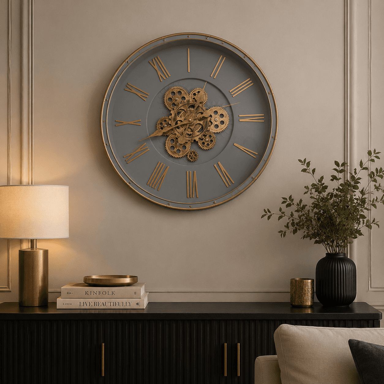 Blue Gold Artisan Wall Clock