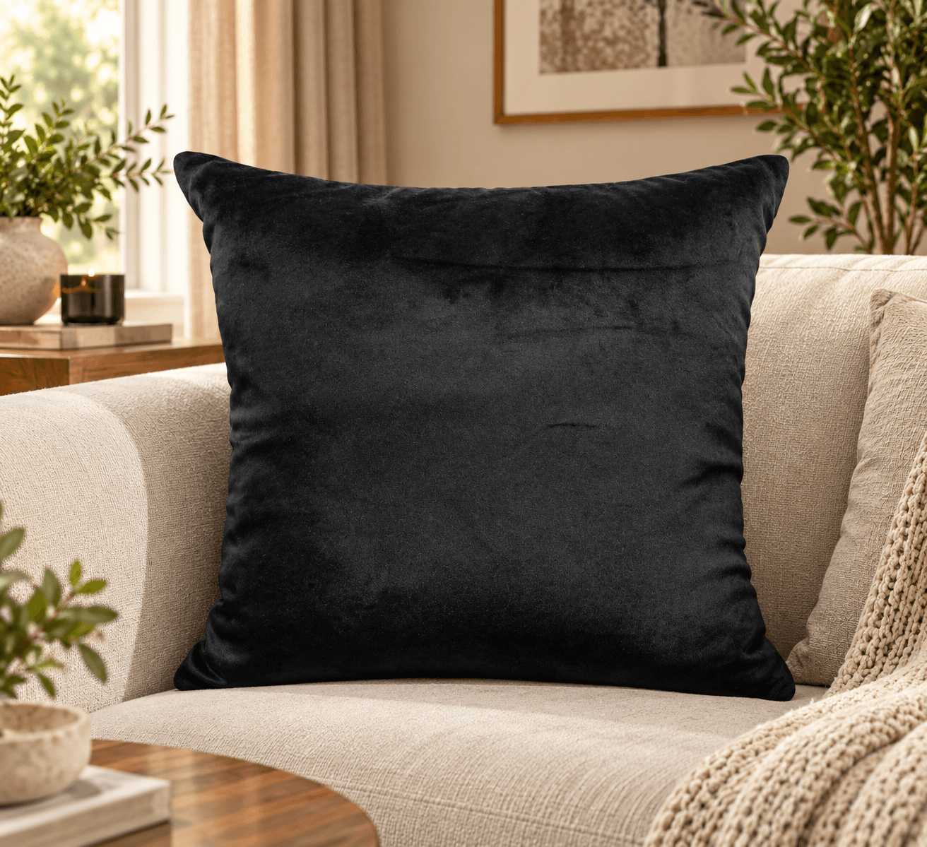 Black Velvet Cushion Cover Design 1012