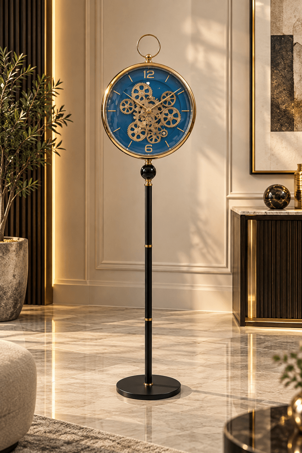 Blue and Gold Standing Clock Collection view 2