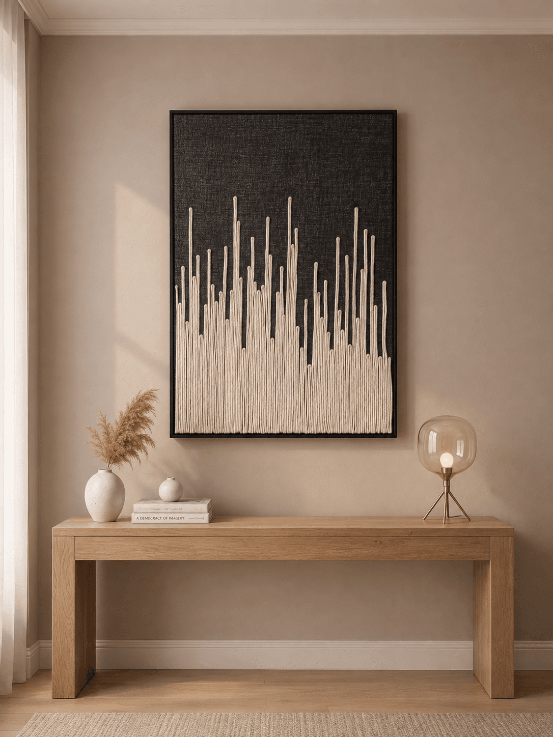 Framed Brown Grid Pattern Art 80-120cm