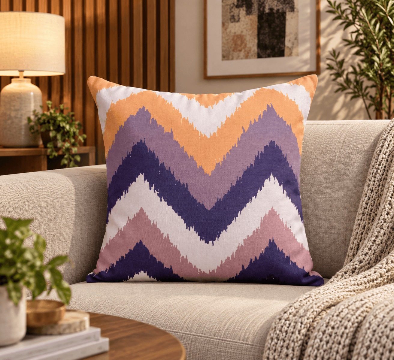 Purple Chevron Cushion Cover Design 3521