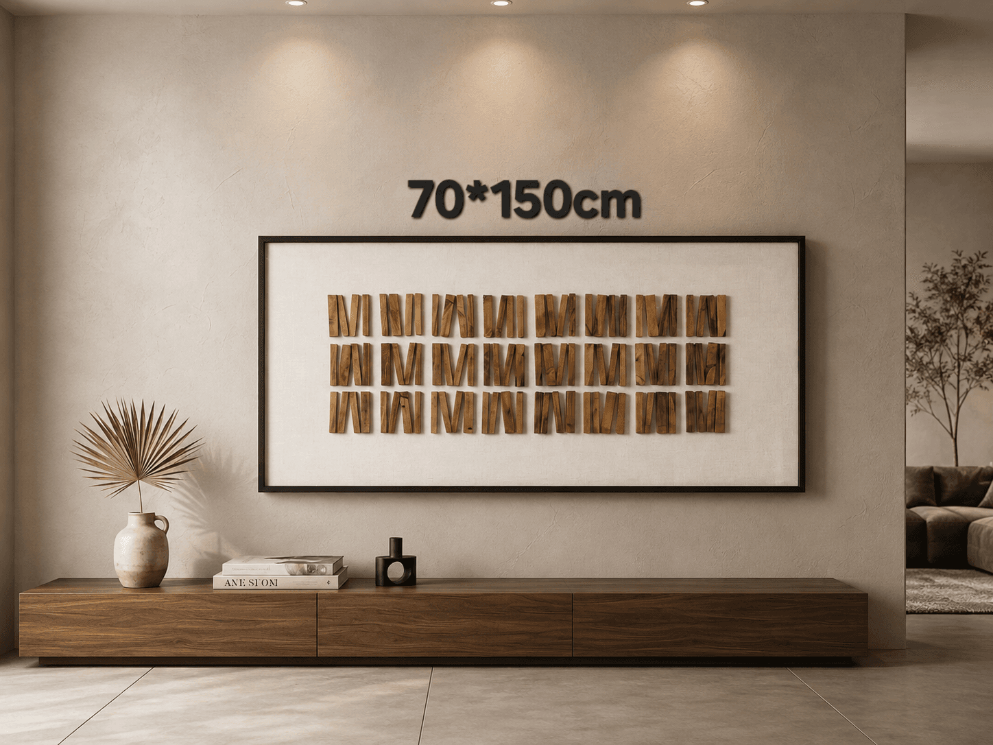 Framed Brown Wooden Slat – 70x150 cm