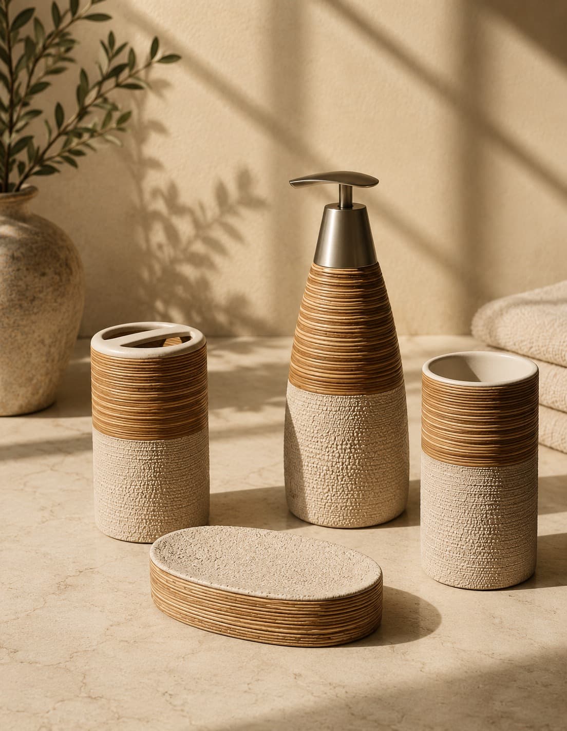 Tall Dark Bottle Soap Dispenser Set view 2