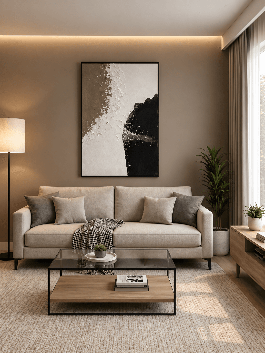 Framed B&W Abstract Landscape Art 100-140cm view 2