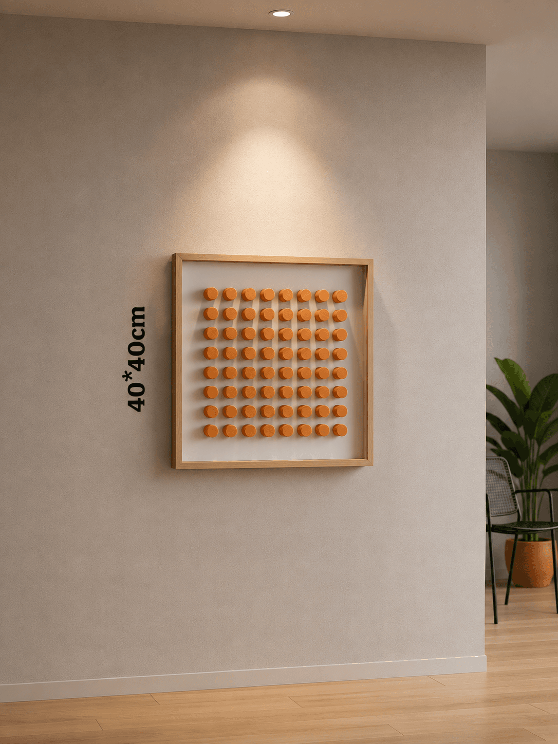 Framed Orange Grid Pattern – Warm Geometric 40-40cm